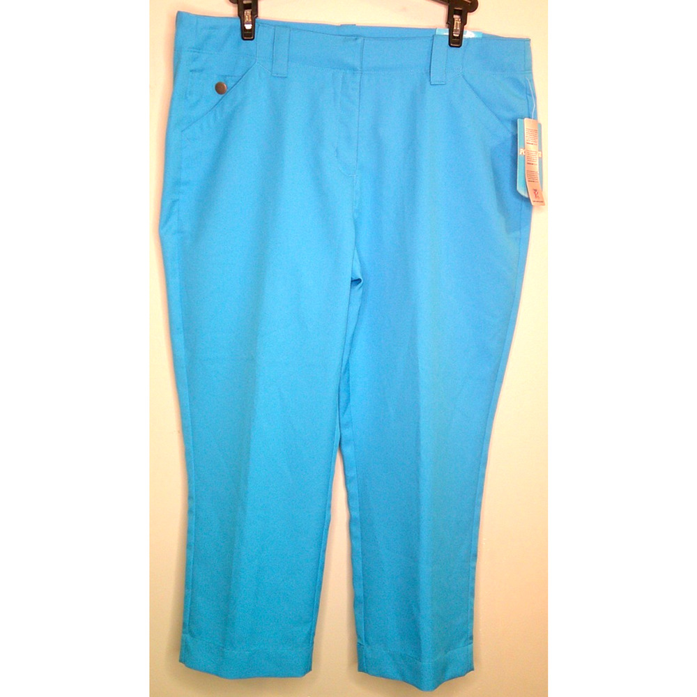 PGA Tour Exceptional Fit Blue Cropped Athleisure Women's 10 Golf Pants NEW